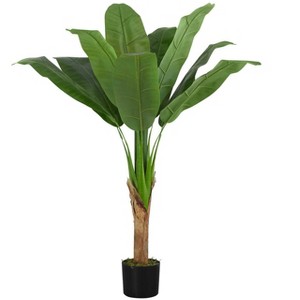 Okak 43/55/83IN Artificial Banana Tree with Real Touch Green Leaves, Faux Tree with Black Pot, Decorative Fake Plants for Home Decor - 1 of 4