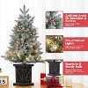 4.5 Ft Pre-Lit Snow Flocked Artificial Christmas Tree with 108 LED Lights, Dual Color Modes, Tabletop Xmas Tree with Red Berries & Pine Cones - 2 of 4