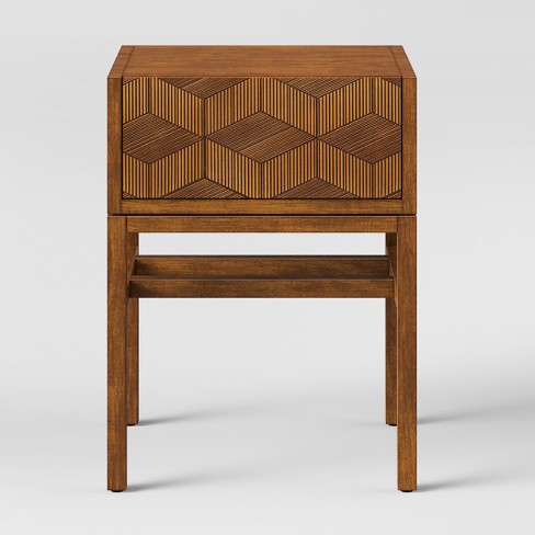 Tachuri Geometric Front Accent Table Brown - Opalhouse™ - image 1 of 4