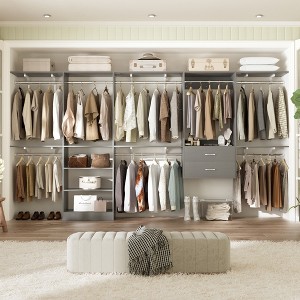 Besiost Freestanding Closet System with 8 Hannging Rods and Drawers, Hanging Closet Organizer with 10 Shelves - 1 of 4