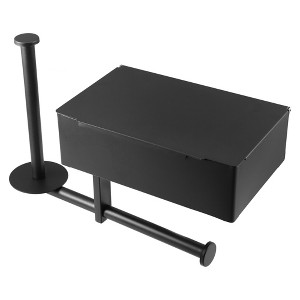 Unique Bargains Wall-Mount for Toilet Bathroom Kitchen Double-Roll Tissue Holder Black 1 Pcs - 1 of 4