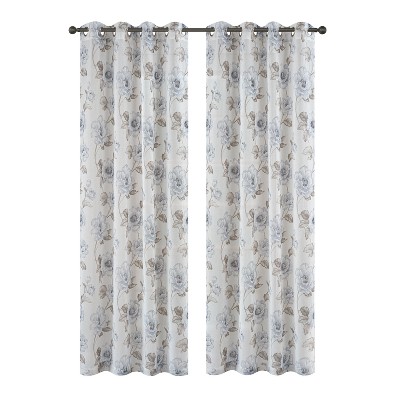 Habitat 100% PolyesterCamila Light Filtering Floral Faux Linen Grommet Curtain Panel 52" x 84" Blue