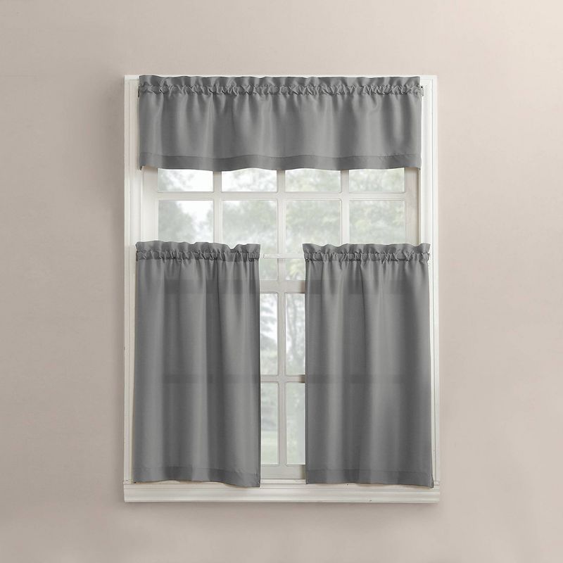 Martine Microfiber Semi Sheer Rod Pocket Kitchen Curtain Valance and Tiers Set - No. 918, 5 of 11