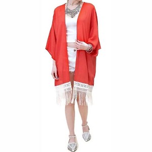 Women's Bohemian Crochet & Fringe Duster Jacket - KORI - 1 of 4