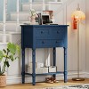 13" Narrow Entryway Console Table with Storage, Vintage Slim Hallway Table with 3 Drawers and Shelf, for Living Room or Foyer - Panipeachy - 2 of 4