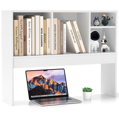 SKONYON Desktop Bookcase Desk Organizer Countertop Storage Bookshelf with 4 Cubbies