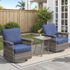 Belord High Back Outdoor Swivel Rocker Chairs Set, Gray Wicker Patio Furniture with 5-Inch Armrests and Thick Cushions for Porch, Deck, Balcony - 3 of 4