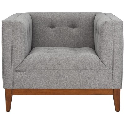 Garnet Linen Tufted Arm Chair - SFV4737A - Light Grey - Safavieh Couture