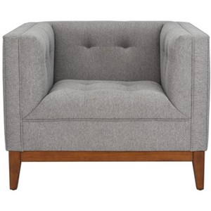 Garnet Linen Tufted Arm Chair - SFV4737A - Light Grey - Safavieh Couture - 1 of 4