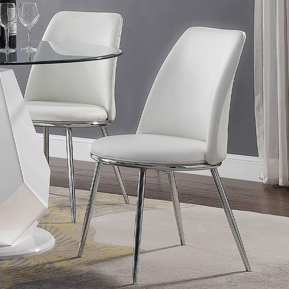 Photos - Chair Weizor 21" Dining  White and Chrome - Acme Furniture