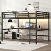 Aortzio Queen Size Metal Loft Bed with Power Outlet&Desk,Ultimate Space-Saver with Noise Reduction - 2 of 4