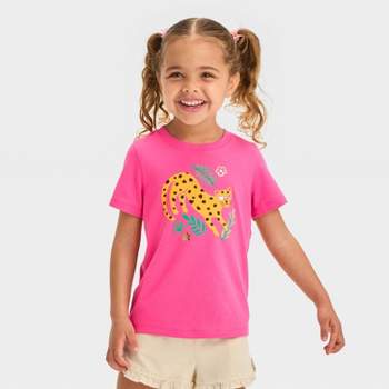 Toddler Girls' Cheetah Short Sleeve T-Shirt - Cat & Jack™ Dark Pink