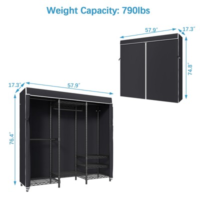 Black Medium Portable Closet System with Oxford Fabric Cover