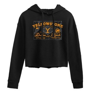 Women's - Yellowstone - Dutton Ranch Badge Cropped Graphic Hoodie - 1 of 4