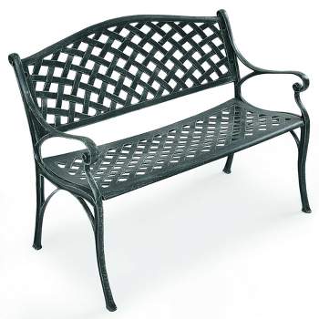 Costway 40'' Outdoor Antique Garden Bench Aluminum Frame Seats Chair Patio Garden Furni