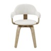 HOMLUX White Fabric Swivel Accent Chair Natural Style Desk Arm Chair with Wood Legs, No Wheels - 3 of 4