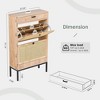 Brafabhome Narrow Shoe Storage Cabinet with 2 Flip Drawers, Freestanding Entryway Rattan Shoe Rack for Sneakers, High Heels and Slippers | 12 Pairs - 2 of 4