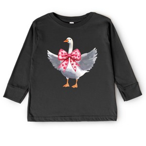 Valentine Goose Coquette - Toddler Long Sleeve Graphic Tee - 1 of 4