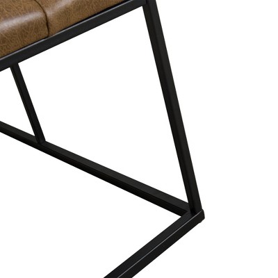 Draper 58" Light Brown Faux Leather Tufted Cocktail Ottoman