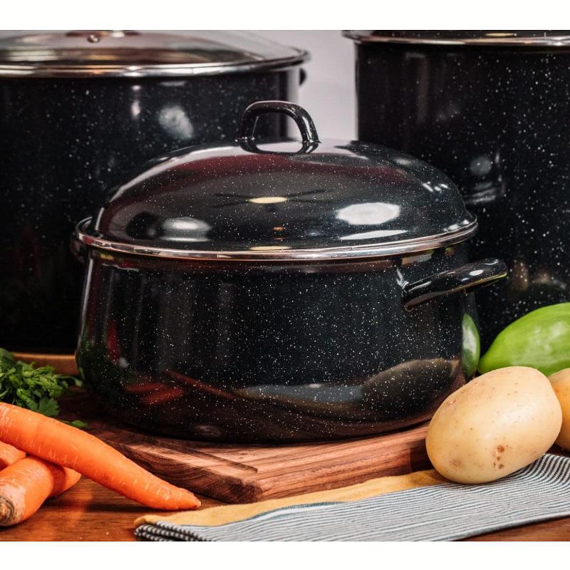 Granite Ware 9.5 QT. Heavy Gauge Dutch Oven with Lid Speckled Black Stainless Steel Rim, 4 of 5