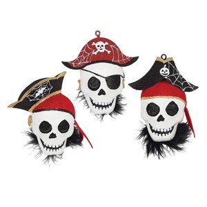 Gallerie II Pirate Cove Head Halloween Christmas Xmas Ornament Set of 3 - 1 of 4