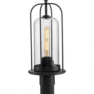 Progress Lighting, Watch Hill, 1-Light, Outdoor Post Lantern, Textured Black, Clear Seeded Glass, Shade Included