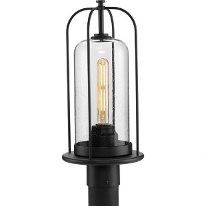 Progress Lighting, Watch Hill, 1-Light, Outdoor Post Lantern, Textured Black, Clear Seeded Glass, Shade Included - 1 of 2