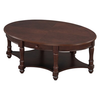 Ridstar Modern Oval Coffee Tables with Storage For Living Room-Dark Brown