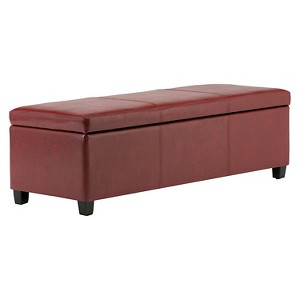 FranklStorage Ottoman Bench Red Faux Leather - Wyndenhall, Adult Unisex