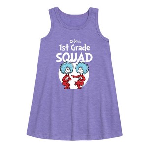 - Dr. Seuss - 1st Grade Squad Thing 1 and Thing 2 Graphic Sleeveless Aline Dress - 1 of 4
