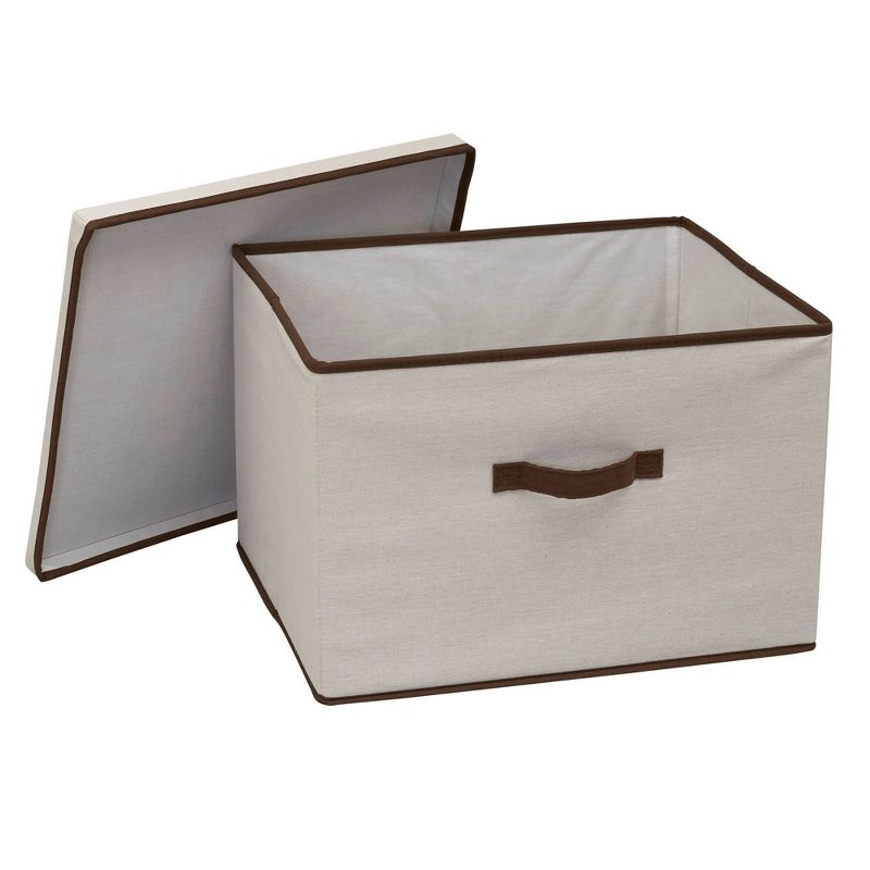 Household Essentials Wide Storage Box with Lid Natural with Brown Trim, 5 of 9