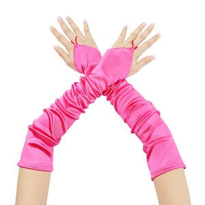 INSPIRE CHIC Women's Fingerless Satin Elbow Long Gloves 1 Pair - 1 of 4