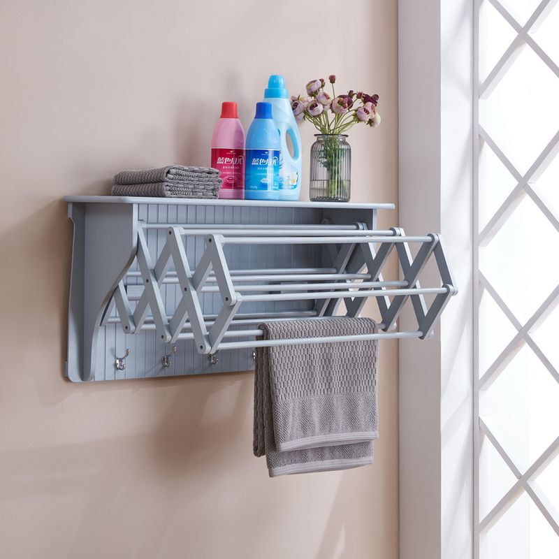 36" x 18" Wall Shelf with Collapsible Drying Rack and Hooks - Danya B., 4 of 9