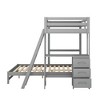 Whisen Morden Design Twin over Full Bunk Bed with Built-in Desk and Three Drawers - image 4 of 4