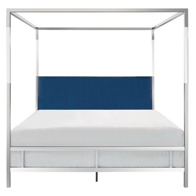 King Dorothy Acrylic Canopy Bed Chrome/Navy - Safavieh