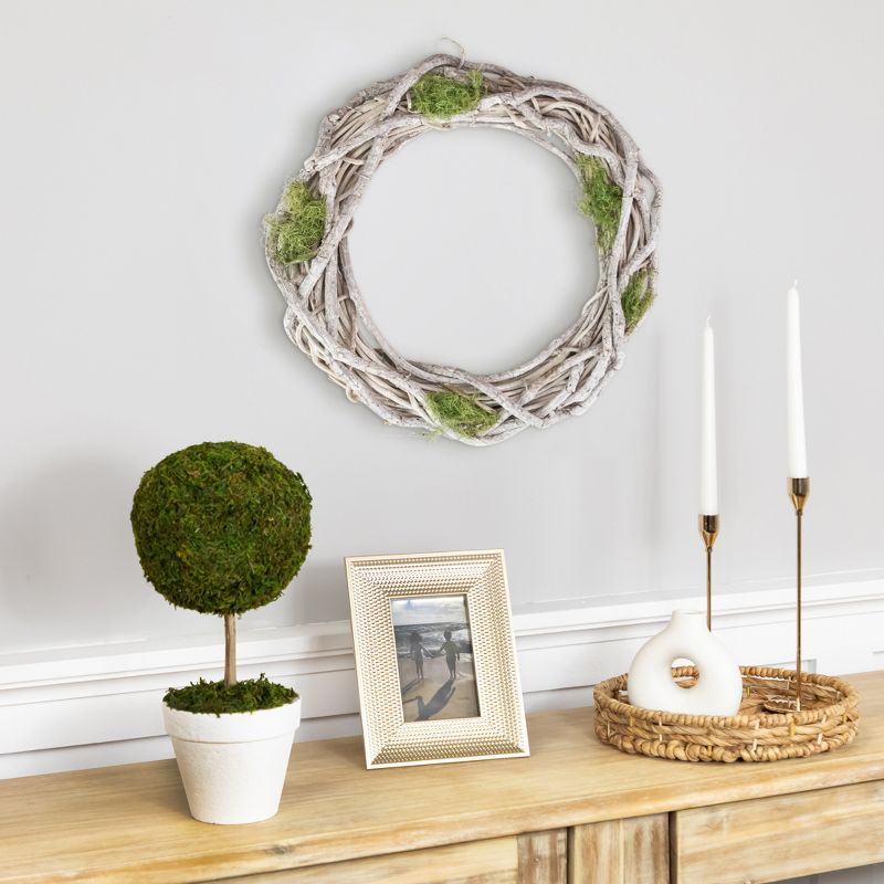 Northlight 12" Birch Twig with Green Moss Artificial Spring Wreath - Unlit, 2 of 5