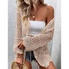 Womens Cardigan Spring Tops Sheer Lightweight Summer Cardigan Beach Cover Up Tops V Neck Lantern Sleeve Sweater Cardigan - 3 of 4