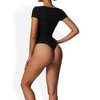 Anna-Kaci Women's Short Sleeve Sweetheart Neckline Bodysuit with Slim Fit and Stretch Fabric - 4 of 4