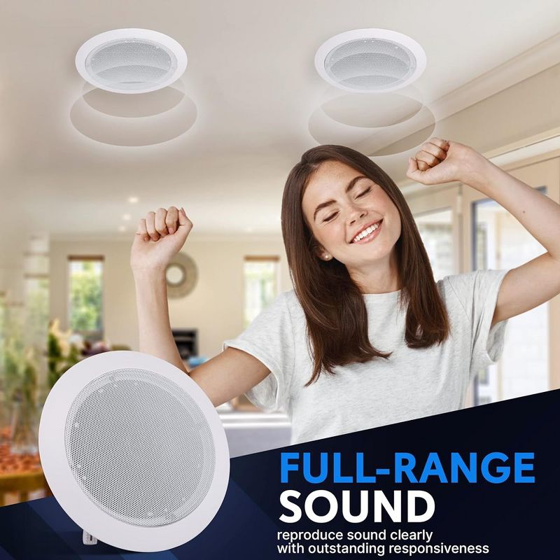 Pyle Ceiling and Wall Mount Speaker-6.5” - White, 5 of 9
