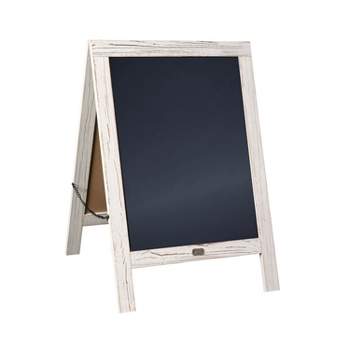 Emma and Oliver 48"x24" Rustic Vintage Double-Sided Folding Magnetic Chalkboard with 8 Chalk Markers, 10 Chalkboard Stencils and 2 Rustic Magnets