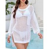 Womens Summer Crewneck Short Sleeve Sweater Casual Hollow Out Knit Tops Pullover Shirts Beach Coverup - 2 of 4