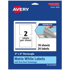 Avery TrueBlock Matte White Paper Labels,  4" x 5" Rectangle - 1 of 4