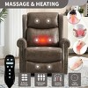 Genuine Leather Swivel Recliner Chair, Manual Rocker Recliner Chair with Heat and Massage, Living Room Single Lounge Sofa Chair-Koiai - 2 of 4