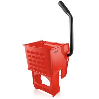 Dryser 33 Quart Commercial Mop Bucket with Side Press Wringer, Red