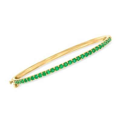 Ross-Simons 1.70 ct. t.w. Emerald Bangle Bracelet in 18kt Gold Over Sterling