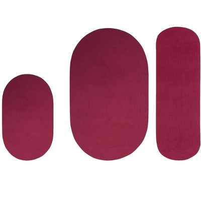 Alpine 3 Piece Collection 100% Polypropylene Durable & Stain Resistant Double Sided Reversible Indoor Braided Rug Set