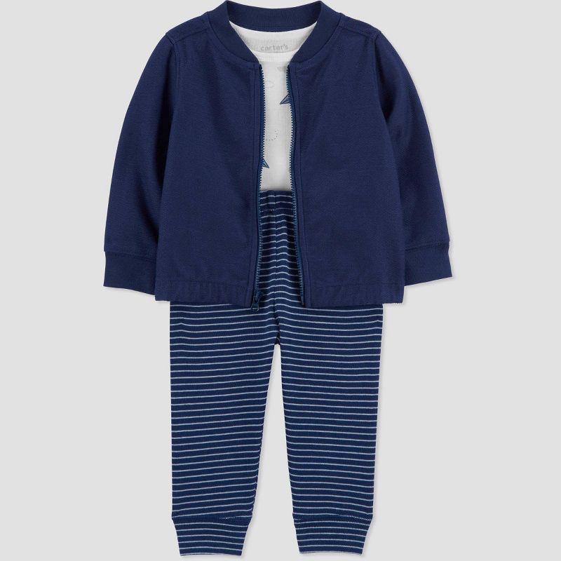 Carter&#39;s Just One You&#174; Baby Boys&#39; Striped Planes Top &#38; Bottom Set - Navy Blue, 3 of 6