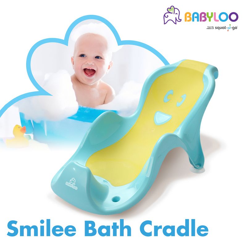 Babyloo Smilee No Slip Infant Child Baby Bathtub Bathing and Washing Cradle w/ Suction Cups fits Most Standard Tubs, Showers, & Babyloo Bathtubs, Blue, 3 of 6