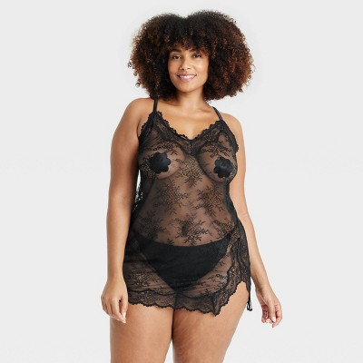 Women's Allover Lace Lingerie Slip Dress - Auden™ Black XXL