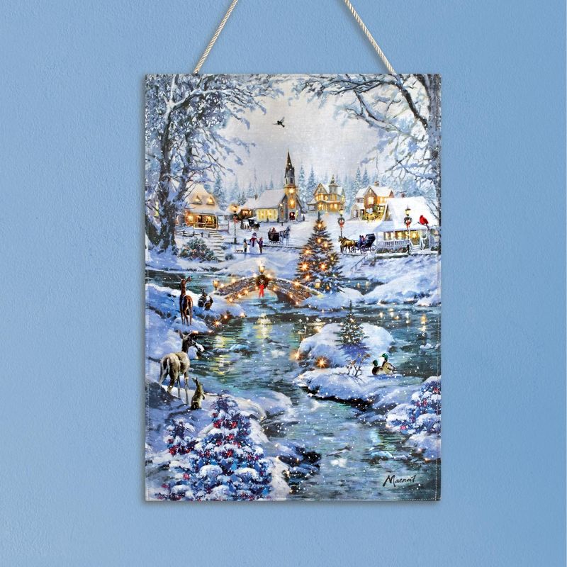 Collections Etc Snow-Covered Village LED Lighted Wall Hanging MEDIUM, 2 of 3